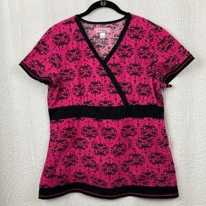 Koi Pink and Black Patterned Blouse